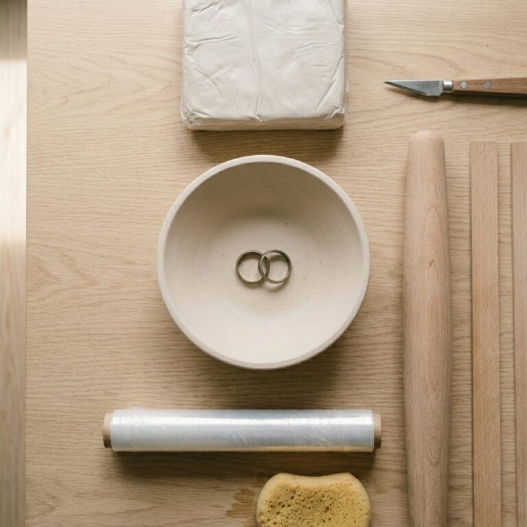 A finished off-white clay bowl with a level rim on a pale table