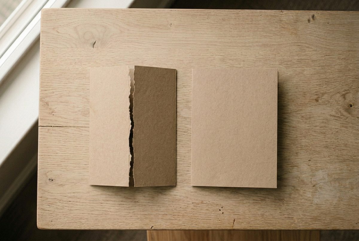 A cracked unscored journal spine beside a cleanly scored fold