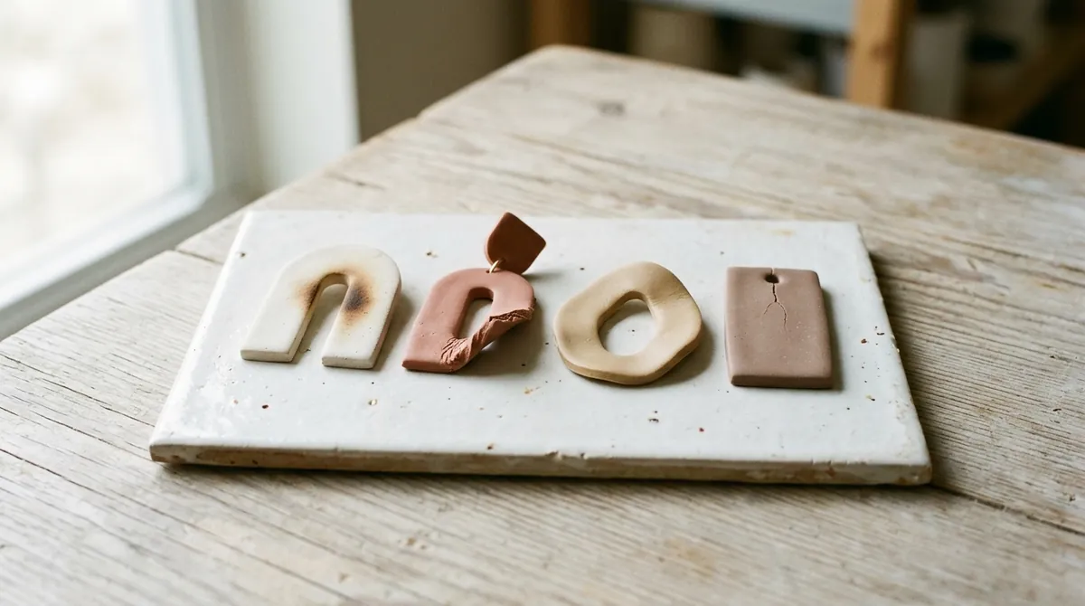 Cracked and scorched polymer clay pieces - examples of common beginner baking mistakes