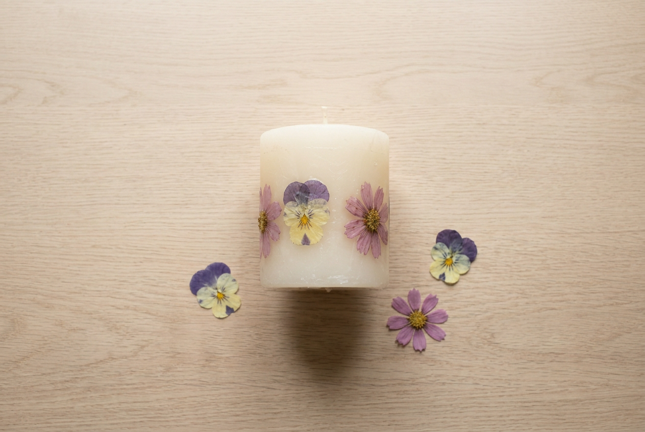 Pressed Flower Candle: The Spoon Method, Done Safely