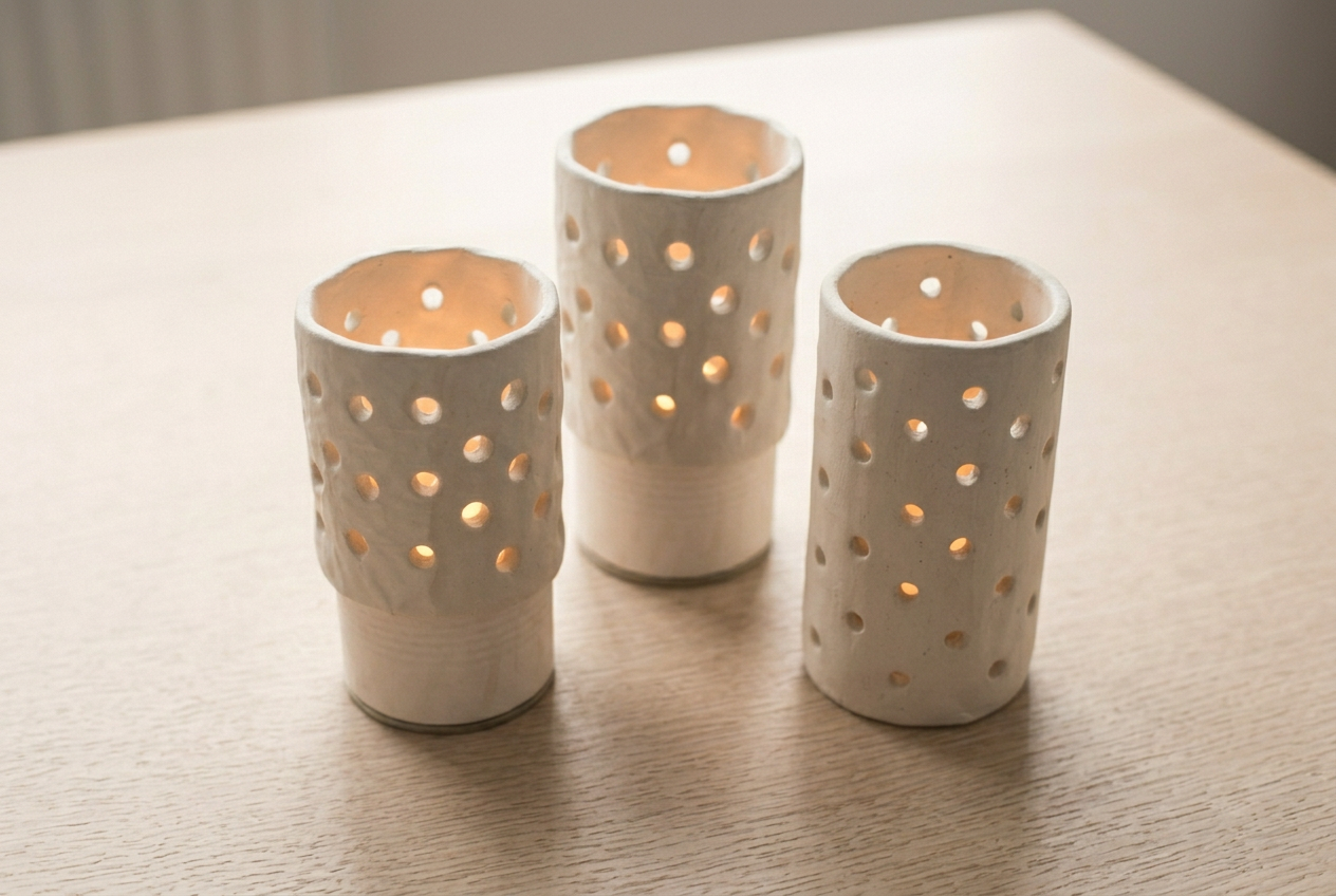 Clay Halloween Luminaries With Punched Holes