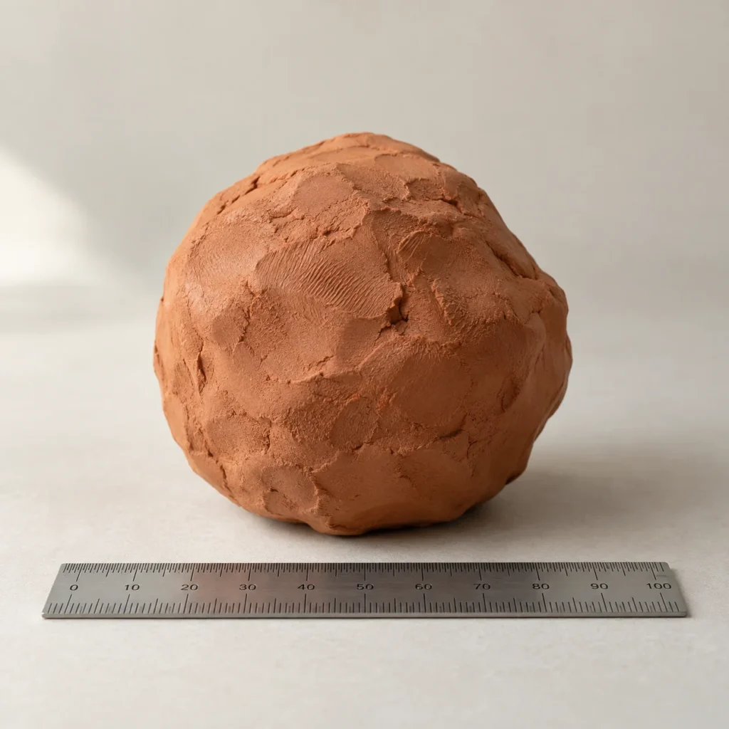 Terracotta air dry clay at each stage of becoming a pinch pot